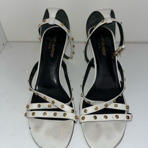 Saint Laurent White Studded Women's Sandals